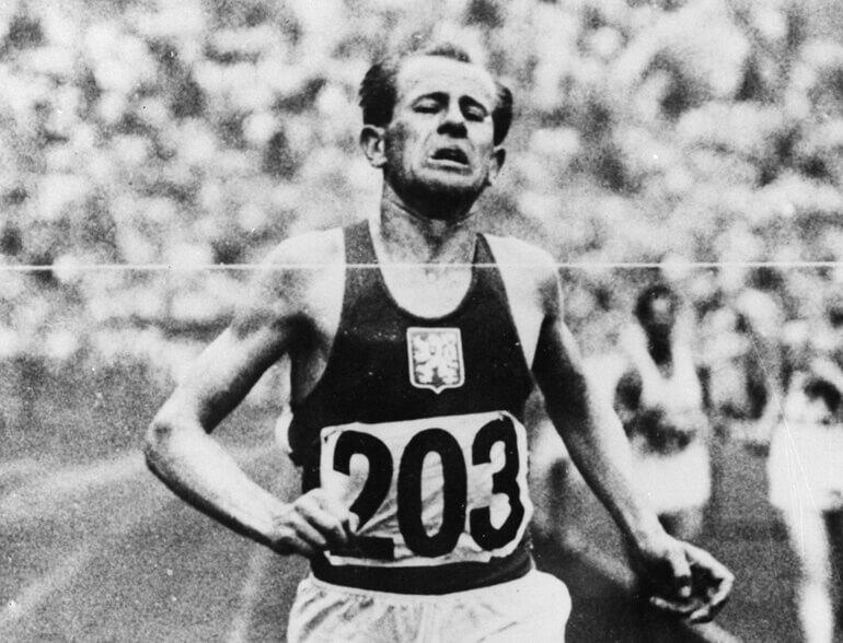 Emil Zátopek na olympiádě ve finských Helsinskách. Magazín KULT* Brno
