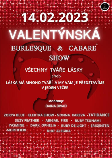 Akce Valentýnská Burlesque & Cabaré Show, První Patro Brno. Magazín KULT* Brno